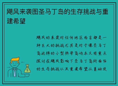 飓风来袭图圣马丁岛的生存挑战与重建希望